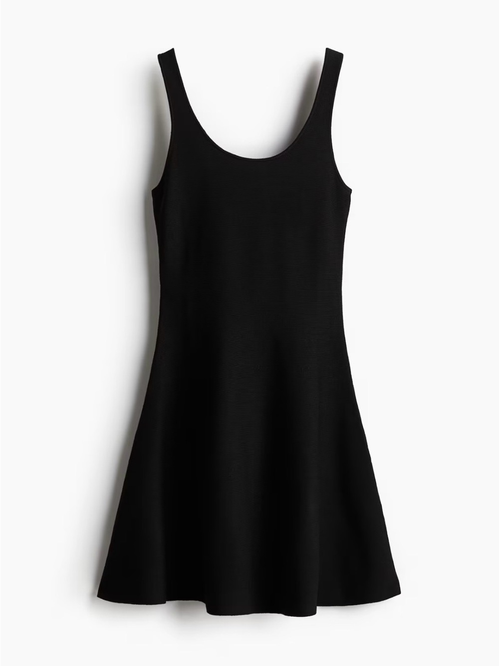 H&M Black Scoop-Neck Mini Dress with Flared Skirt